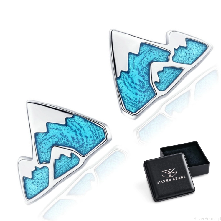 Kopia Eleganckie prezentowe pudełeczko gratis. Kolczyki  góry z ośnieżonymi szczytami