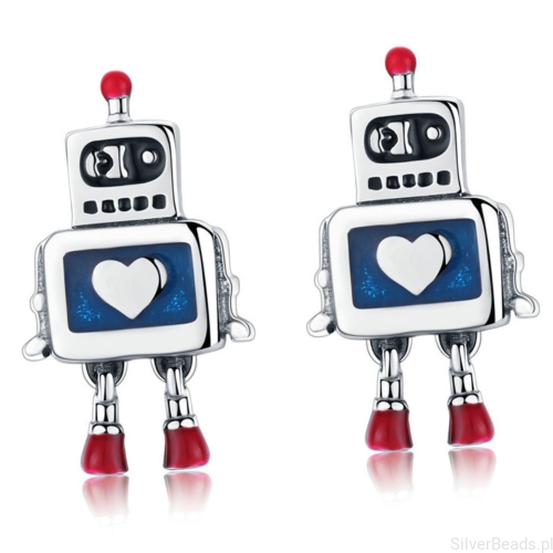 rebrne kolczyki roboty z sercami sztyfty srebro 925