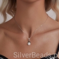 Srebrna zawieszka charms bałwanek z perełki pasująca do łańcuszka naszyjnika