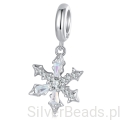Srebrny charms opalizująca śnieżynka zawieszka beads srebro 925