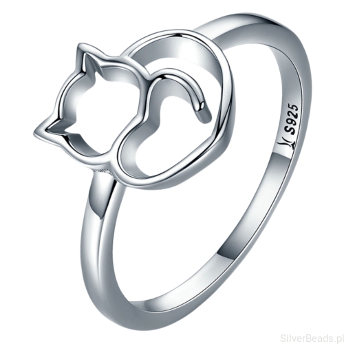 Srebrny pierścionek z kotkiem rozmiar 10 srebro 925