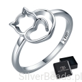 Eleganckie prezentowe pudełeczko gratis. Pierścionki ze srebra z kotkiem