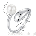 Wymiary srebrnego pierścionka regulowanego łezka z perełką