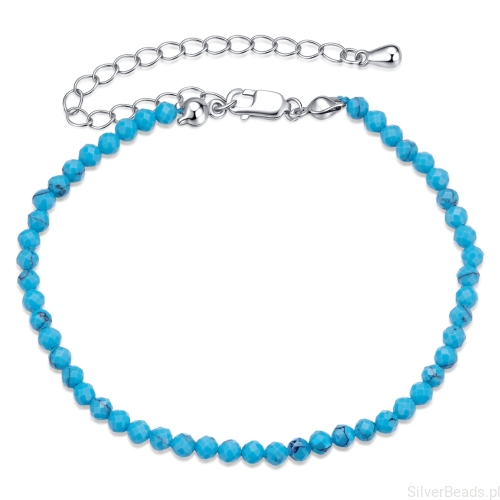 Srebrna bransoletka niebieskie kryształy srebro 925