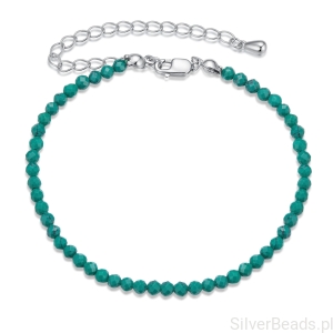 Srebrna bransoletka zielone kryształy srebro 925