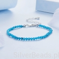 srebrna bransoletka niebieskie kryształy na prezent