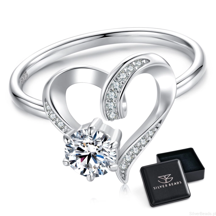 Eleganckie prezentowe pudełeczko gratis. Pierścionki moissanit ozdobione Moissanitem 0,5 ct