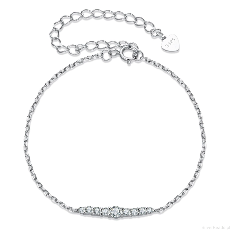 Srebrna elegancka bransoletka z Moissanitami srebro 925