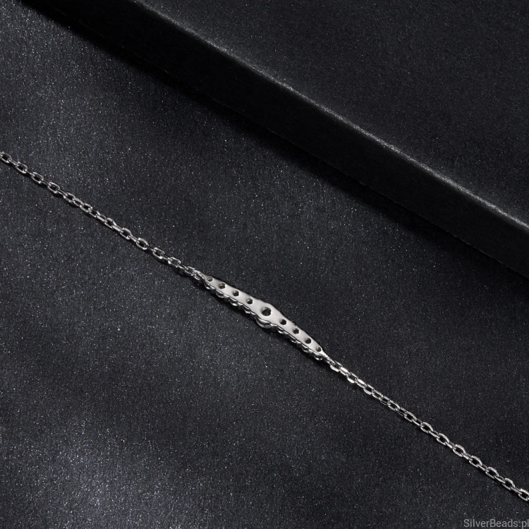 Srebro 925 elegancka bransoletka celebrytka z Moissanitem