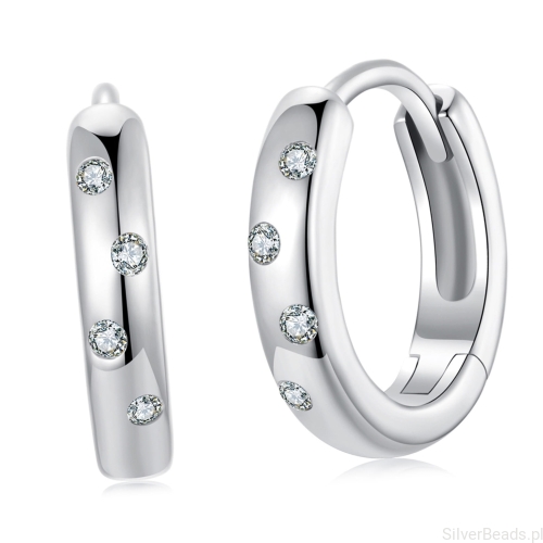 Srebrne kolczyki koła w kryształy Moissanity 0,008 ct srebro 925 zatrzaski