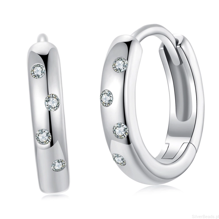Srebrne kolczyki koła w kryształy Moissanity 0,008 ct srebro 925 zatrzaski