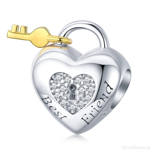 Srebrny charms serduszko przyjaźni beads srebro 925 koralik