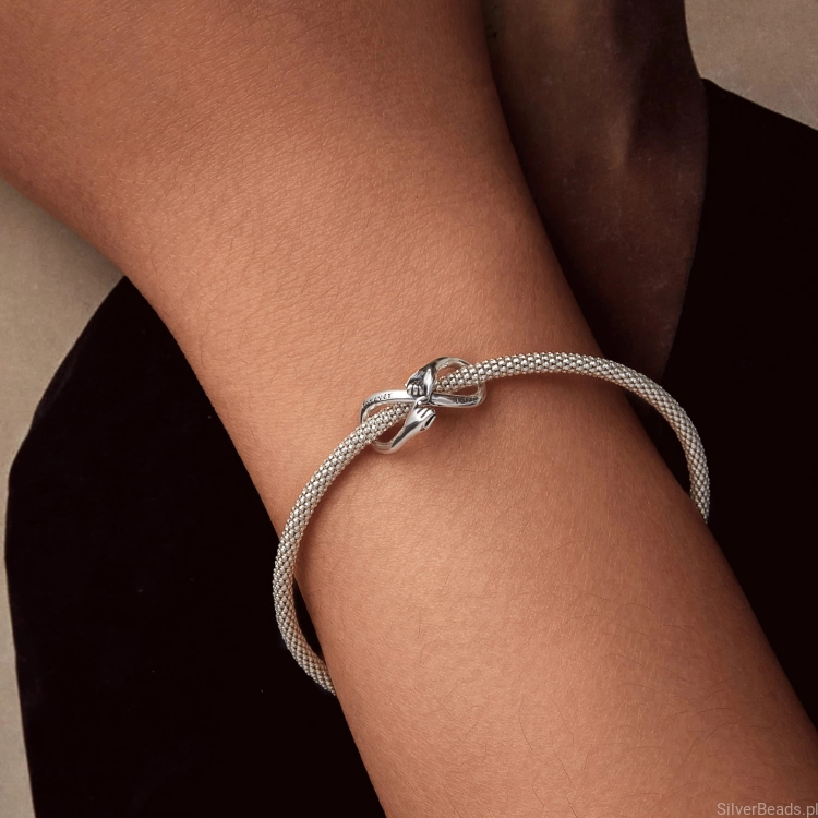 Charms srebro 925  znak nieskończoności ze splecionych dłoni koralik do bransoletki modułowej charms