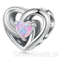 Srebrny charms serce z kryształami beads srebro 925 koralik