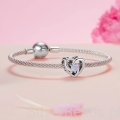 srebrny charms próba 925 serce z kryształami