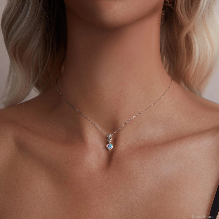 Charms srebro 925 opalizujące serce koralik do bransoletki modułowej charms
