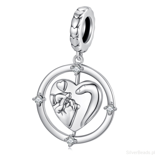 Srebrny charms serce rodzinne zawieszka beads srebro 925