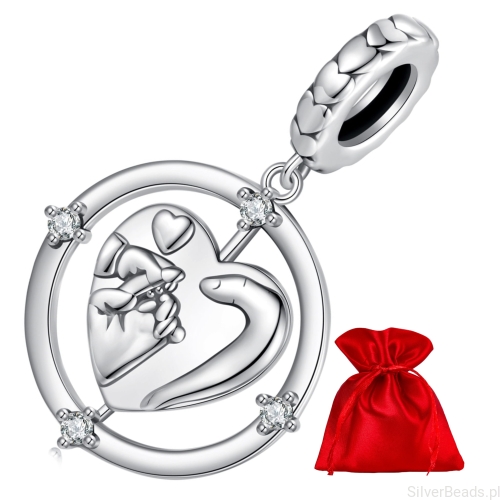 Elegancki satynowy woreczek gratis do każdego zamówienia koralików charms serce rodzinne