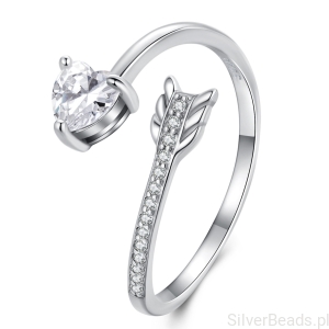 Srebrny pierścionek regulowany strzała kupidyna srebro 925