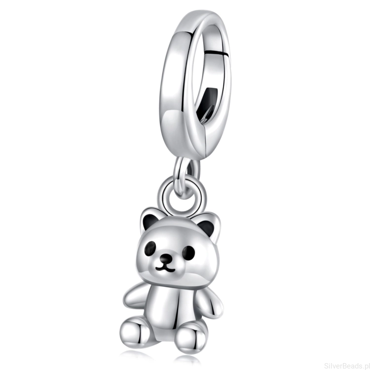 Srebrny charms mały miś zapinany koralik zatrzask beads srebro 925