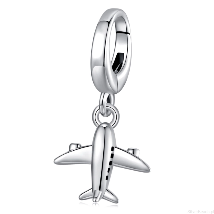 Srebrny charms samolot zapinany koralik zatrzask beads srebro 925