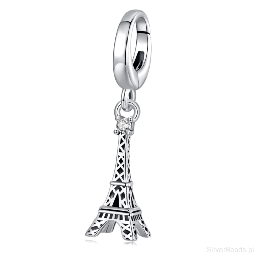 Srebrny charms wieża Eiffla zapinany koralik zatrzask beads srebro 925