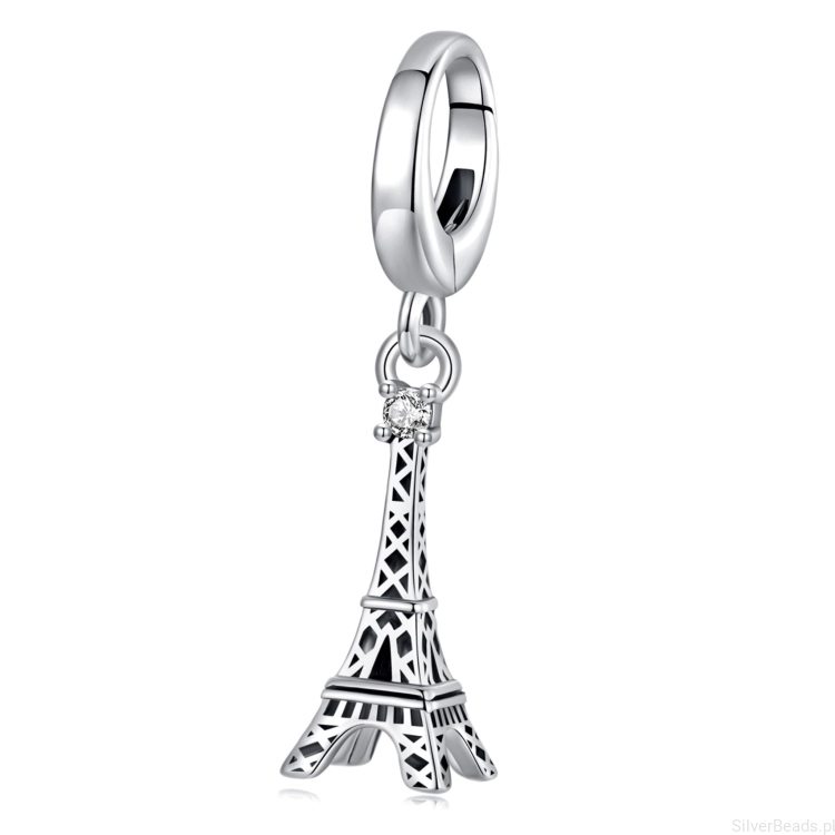 Srebrny charms wieża Eiffla zapinany koralik zatrzask beads srebro 925