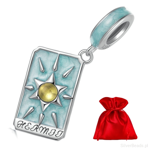 Elegancki satynowy woreczek gratis do każdego zamówienia koralików charms  Karta Tarota pustelnik