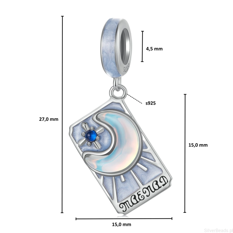 Wymiary zawieszki charms Karta Tarota najwyższa kapłanka