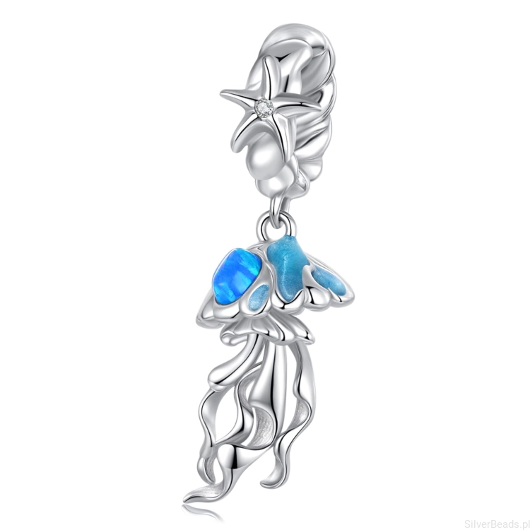 Charms ze srebra niebieska meduza srebro 925 zawieszka do bransoletki