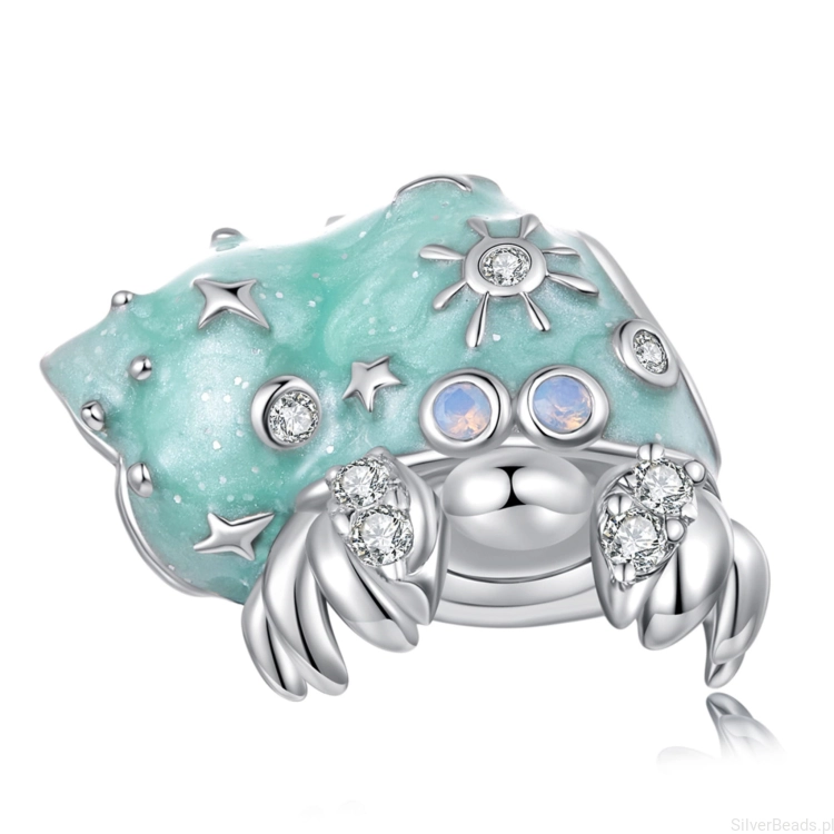 Srebrny charms krab ozdobiony kryształkami beads srebro 925 koralik