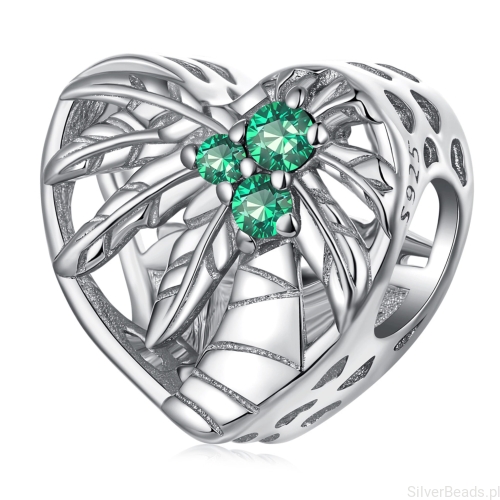 Srebrny charms serduszko z palmą beads srebro 925 koralik