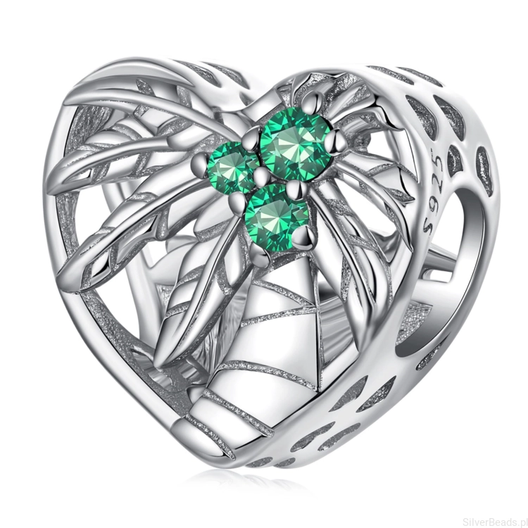 Srebrny charms serduszko z palmą beads srebro 925 koralik