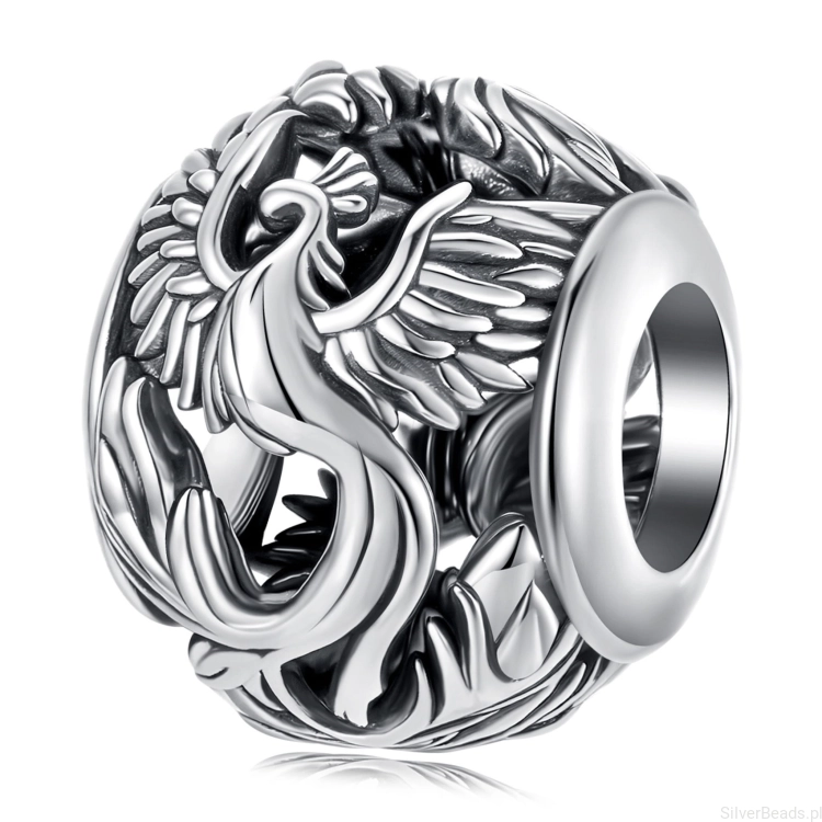 Srebrny charms feniks beads srebro 925 koralik