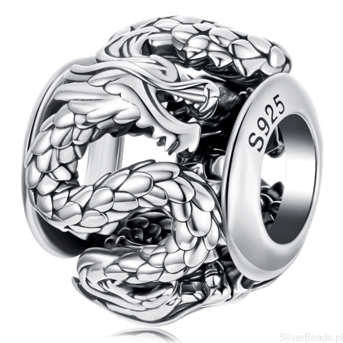 Srebrny charms smok beads srebro 925 koralik