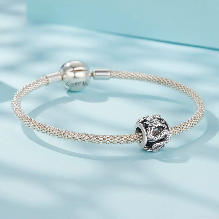 Srebrny koralik charms smok