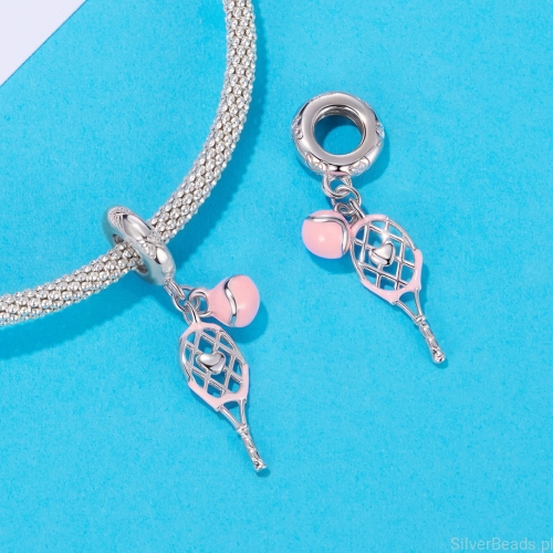 Charms ze srebra próby 925 rakieta do tenisa