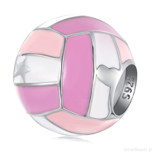 Srebrny charms różowa piłka do siatkówki beads srebro 925 koralik