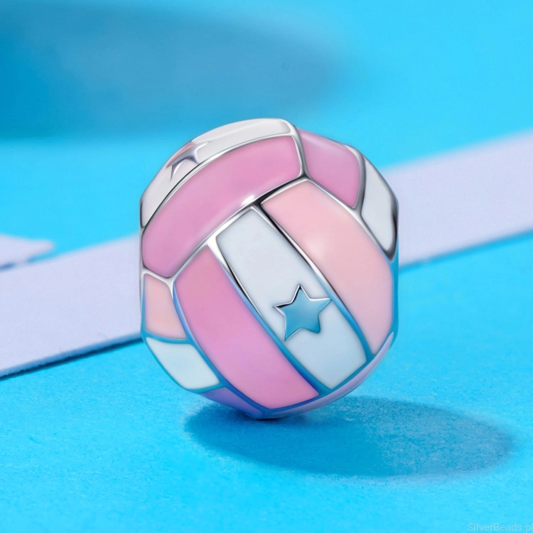 srebrny charms próba 925 piłka do siatkówki