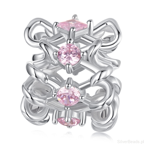 Srebrny charms z kokardek beads srebro 925 koralik