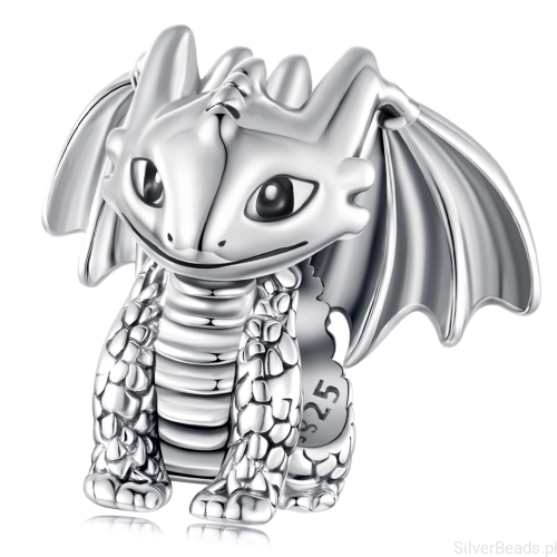 Srebrny charms smok beads srebro 925 koralik