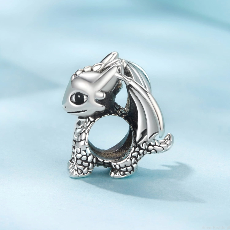 Srebrny koralik charms smok