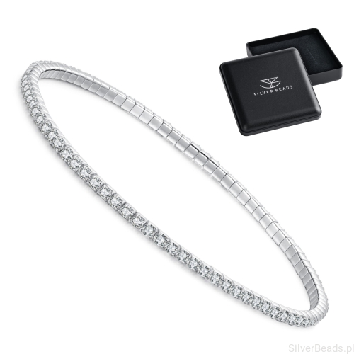 Eleganckie prezentowe pudełeczko gratis do srebrnej bransoletki. z kryształkami 16 cm rozmiar S
