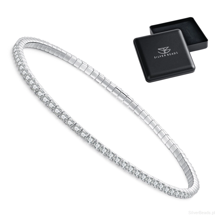 Eleganckie prezentowe pudełeczko gratis do srebrnej bransoletki. z kryształkami 16 cm rozmiar S
