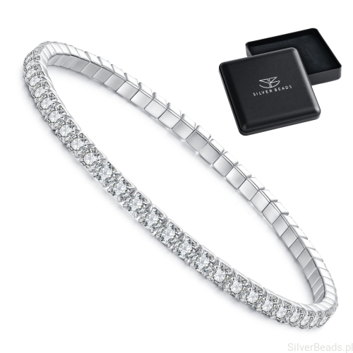 Eleganckie prezentowe pudełeczko gratis do srebrnej bransoletki. z kryształkami 18 cm rozmiar