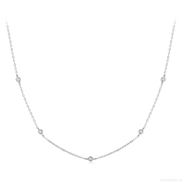 Delikatny srebrny naszyjnik z Moissanitami 0,03 ct srebro 925