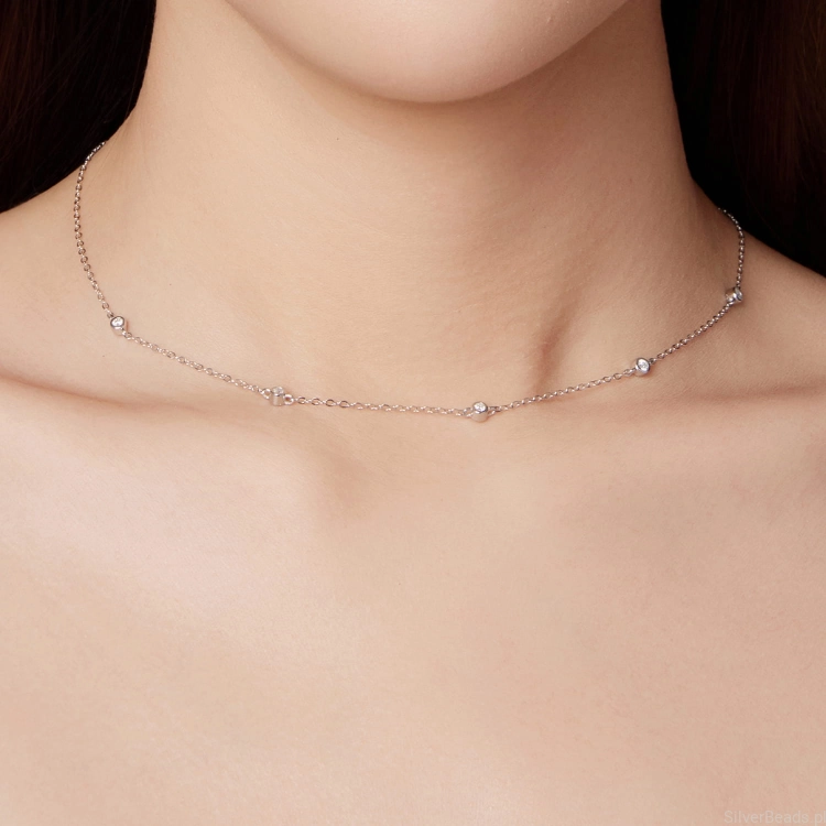 srebrny naszyjnik z z Moissanitami 0,03 ct