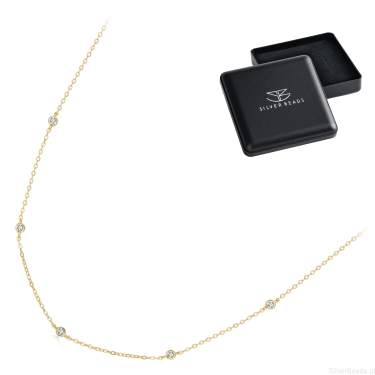 Eleganckie prezentowe pudełeczko gratis do srebrnego naszyjnika z Moissanitami 0,03 ct