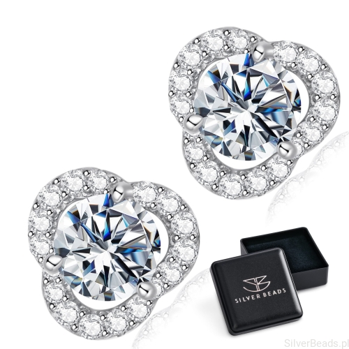 Eleganckie prezentowe pudełeczko gratis do srebrnych kolczyków z Moissanitem 0,5 ct
