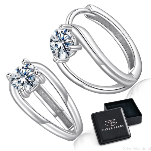 Eleganckie prezentowe pudełeczko gratis do srebrnych kolczyków z Moissanitem 0,3 ct